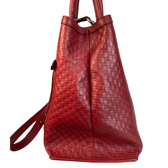 Gucci Guccissima Red Leather Tote Bag Shoulder Satchel Authentic Made In Italy - Picture 8 of 16